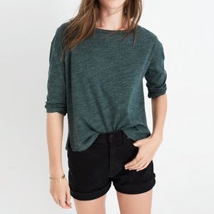 Madewell Heathered Green Musica Three-Quarter Tee